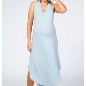 Pinkblush maternity light blue v neck dress.Size M